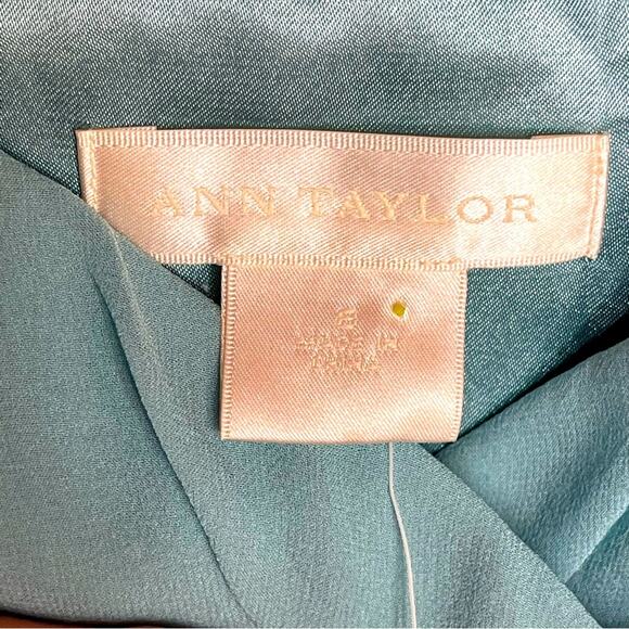 100% Silk Light Teal / Aquamarine Tulip Hem Dress - Picture 6 of 9